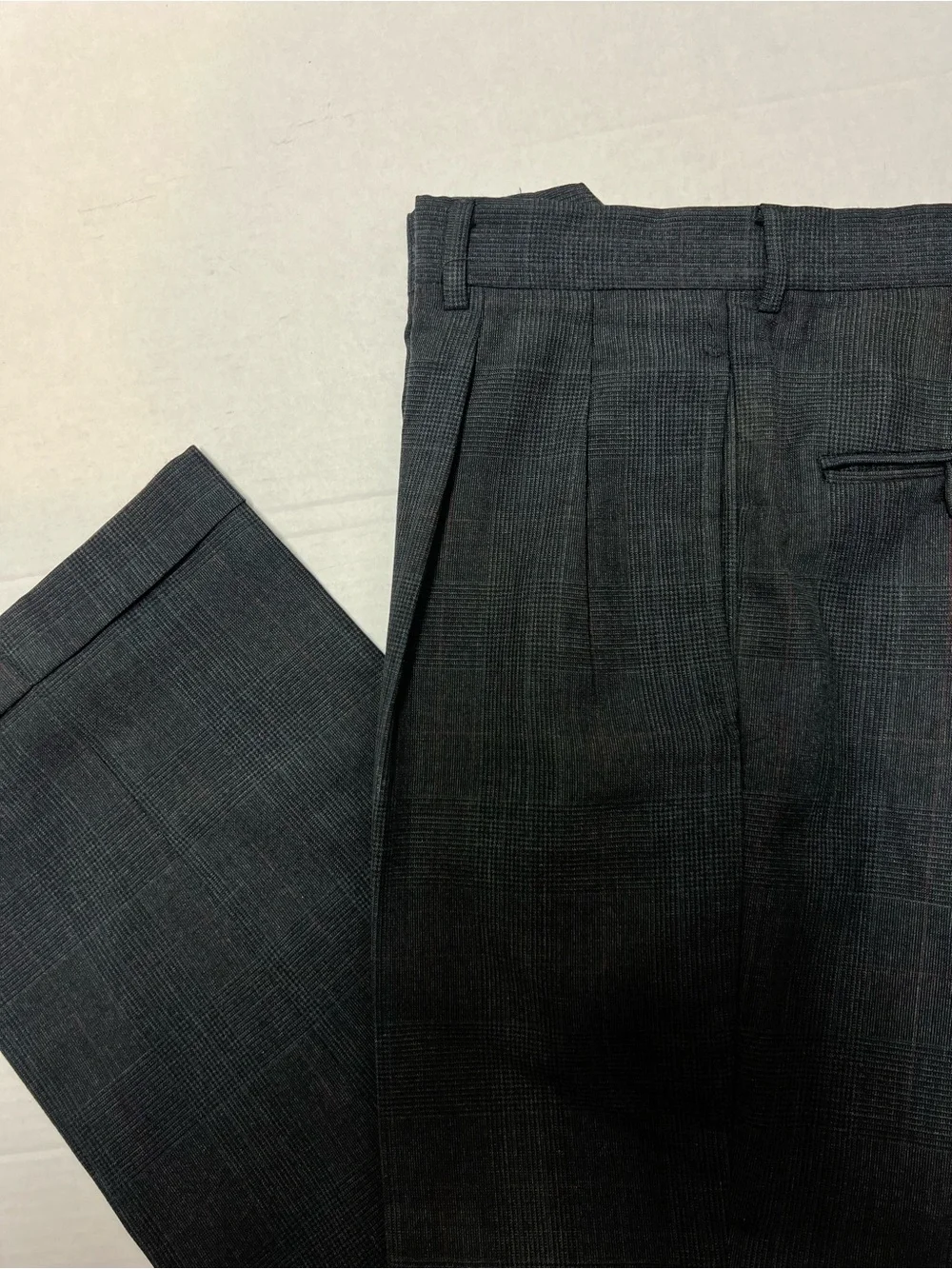 Stanley Blacker Vintage Men 38R Blazer 32x30 Charcoal Plaid Double Breasted Suit